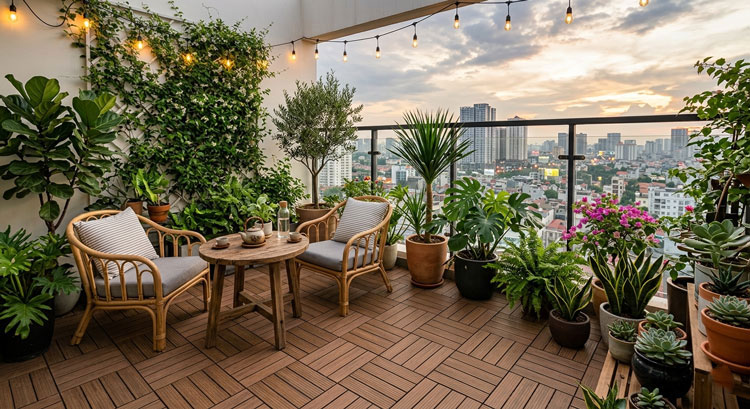 Vỉ gỗ nhựa sân thượng