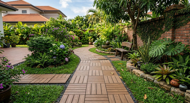 Vỉ gỗ nhựa sân vườn