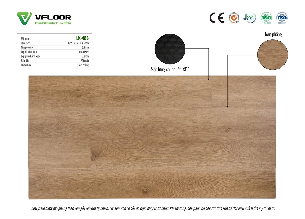 Sàn nhựa hèm khóa SPC Vfloor LK486