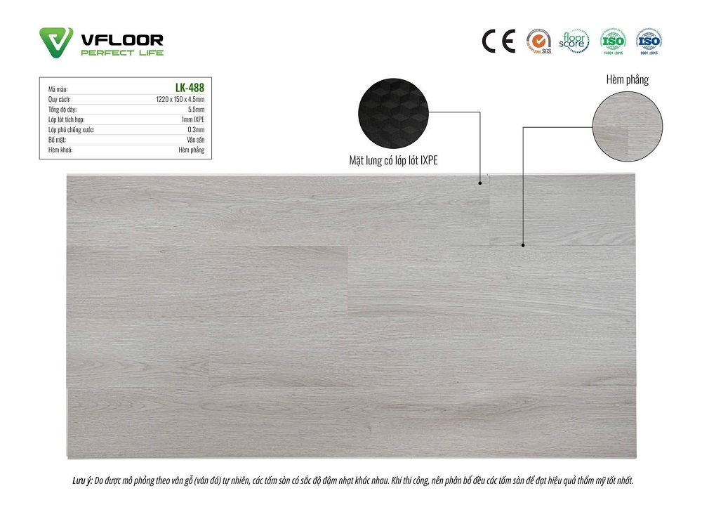 Sàn nhựa hèm khóa SPC Vfloor LK488