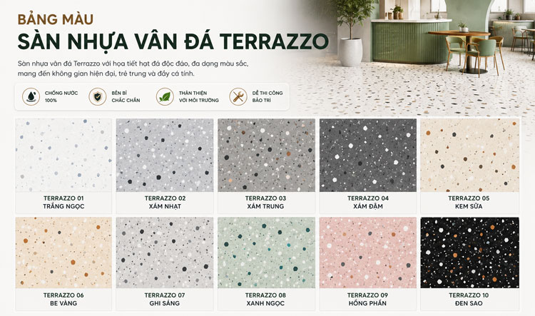 Sàn nhựa vân đá Terrazzo