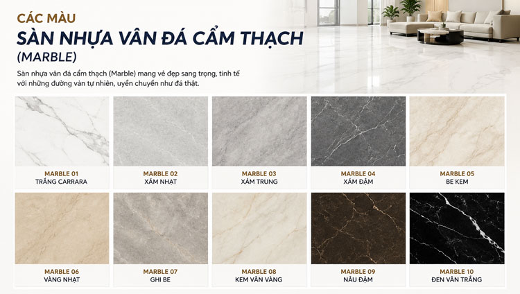 Sàn nhựa vân đá cẩm thạch (Marble)