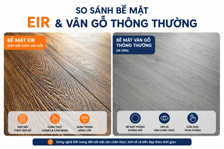 Bề mặt EIR khác gì so với bề mặt vân gỗ thông thường