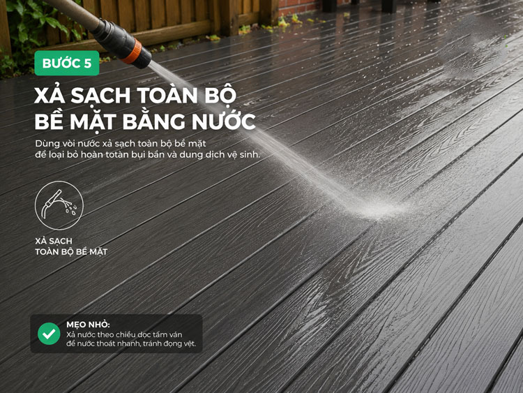vệ sinh sàn gỗ nhựa ngoài trời
