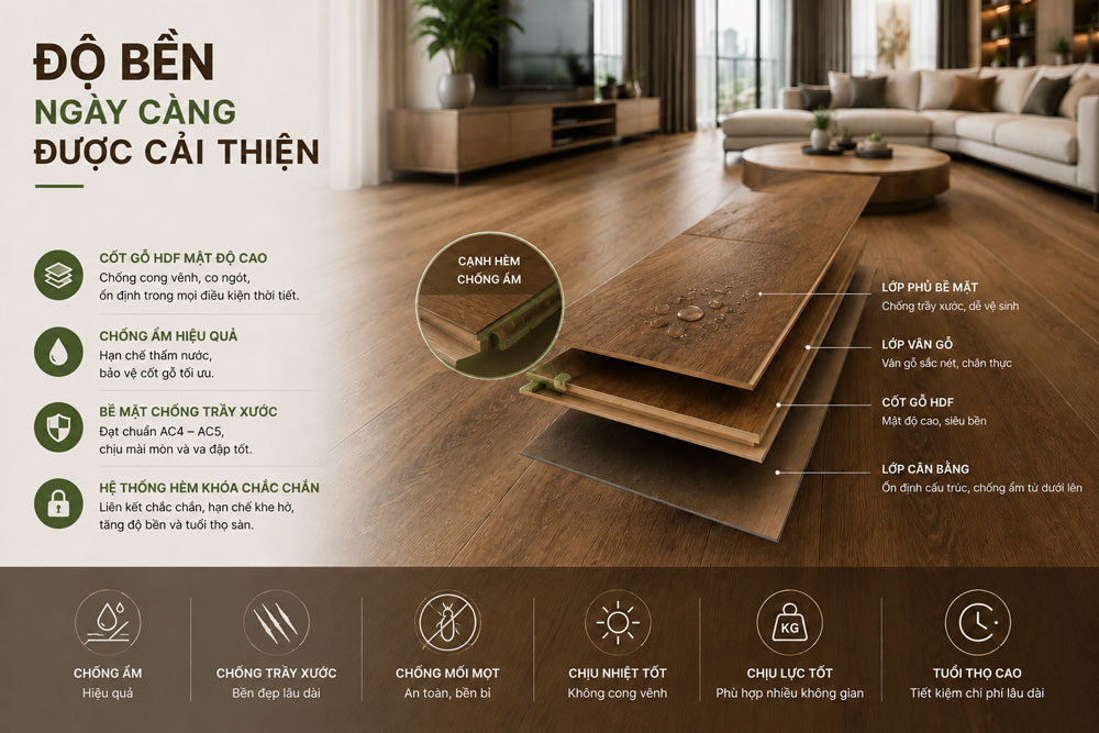 Vì sao sàn gỗ công nghiệp trở thành lựa chọn hàng đầu cho nhà ở hiện đại?