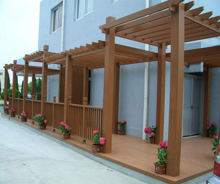 Giàn hoa gỗ nhựa ngoài trời hành lang lối đi