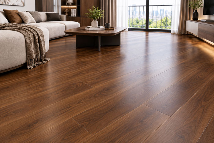 Sàn nhựa giả gỗ màu nâu óc chó